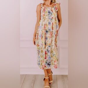 NWOT Whimsical Wildflower Smocked MIDI Dress